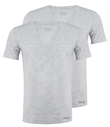 Fila Herren V-Neck T-Shirt, 2er Pack, Navy, Grey, S von FILA