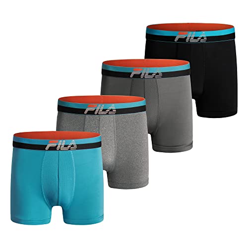 Fila Men's 4" Trunk No Fly Front with Pouch, Jersey & Mesh, 4-Pack, Turquoise, X-Large von FILA