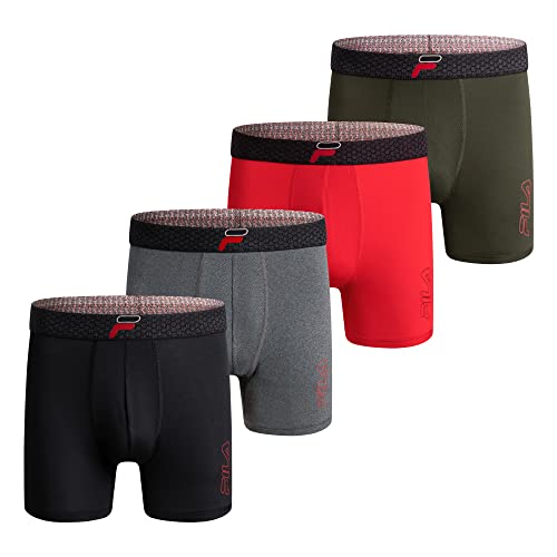 Fila Men's 6" Trunk No Fly Front with Pouch, Jersey & Mesh, 4-Pack, Charcoal, X-Large von FILA