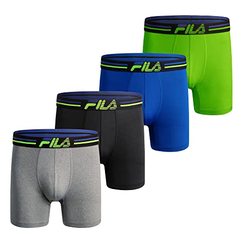 Fila Men's 6" Trunk No Fly Front with Pouch, Jersey & Mesh, 4-Pack, Lime, X-Large von Fila
