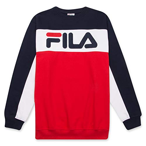 Fila Men's Big and Tall Long Sleeve Color Block Crew Neck Soft Comfortable Fleece Sweatshirt Navy/White/Red 2XLT von FILA