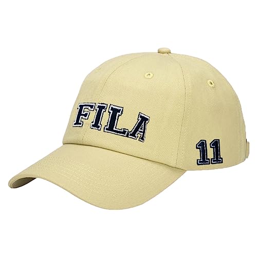 Fila Unisex Baseballmütze mit 11 Decade-Logo, Baumwoll-Twill, verstellbar, Pastellgelb, Einheitsgr��e von Fila