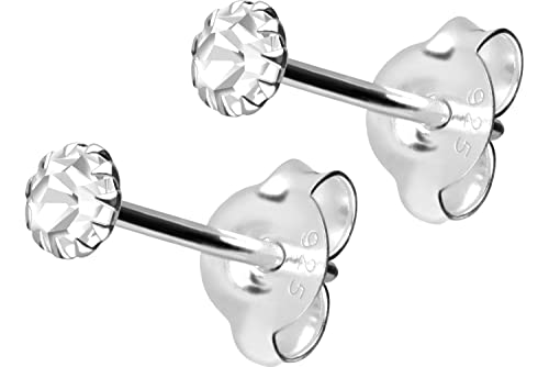 FILANGO 1 Paar 925er Silber Ohrstecker | PLATINIERT + RUNDER KRISTALL | Damen Ohrringe Schmuck Kristallgröße 3 mm von FILANGO