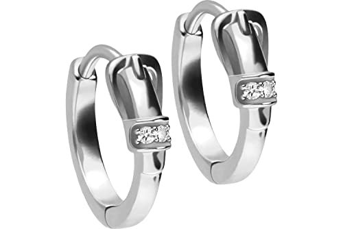 FILANGO 1 Paar Chirurgenstahl Creolen GÜRTELSCHNALLE + EINGEFASSTE KRISTALLE Ohrring Schmuck Silberfarben von FILANGO