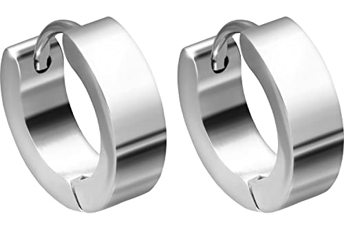 FILANGO 1 Paar Chirurgenstahl Kreolen Ohrringe Schmuck abgerundet hochglanzpoliert silberfarben von FILANGO
