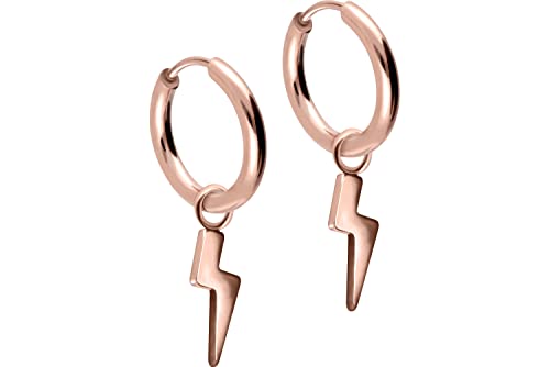 FILANGO 1 Paar Chirurgenstahl Ohrclicker Creolen Ohrringe BLITZ Roségoldfarben 10 x 1,6 mm von FILANGO