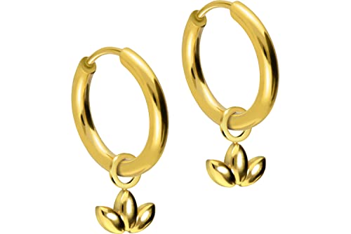 FILANGO 1 Paar Chirurgenstahl Ohrclicker Creolen Ohrringe LOTUSBLÜTE Goldfarben 2 x 12 mm von FILANGO