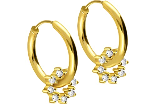 FILANGO 1 Paar Chirurgenstahl Ohrclicker Creolen Ohrringe KRISTALLKREIS Goldfarben 12 x 1,6 mm von FILANGO