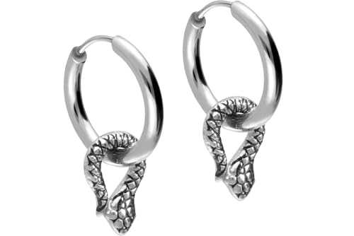 FILANGO 1 Paar Chirurgenstahl Ohrclicker Creolen Ohrringe SCHLANGE Silberfarben 1,6 x 10 mm von FILANGO