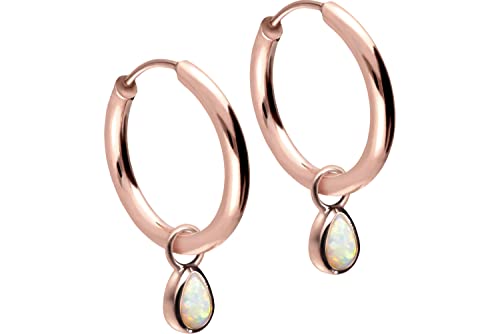 FILANGO 1 Paar Chirurgenstahl Ohrclicker Creolen Ohrringe SYNTHETISCHER OPALTROPFEN Roségoldfarben 10 x 1,6 mm von FILANGO