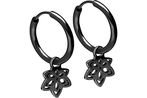 FILANGO 1 Paar Chirurgenstahl Ohrclicker Kreolen Ohrringe BLÜTE 12 x 2 mmSchwarz von FILANGO