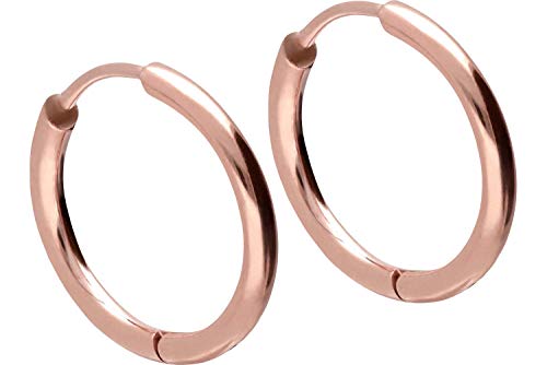 FILANGO 1 Paar Chirurgenstahl Ohrclicker Kreolen Ohrringe 10 x 1,6 mm Roségoldfarben von FILANGO