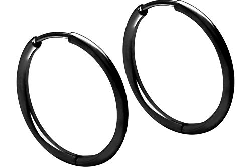 FILANGO 1 Paar Chirurgenstahl Ohrclicker Kreolen Ohrringe 18 x 2 mm Schwarz von FILANGO