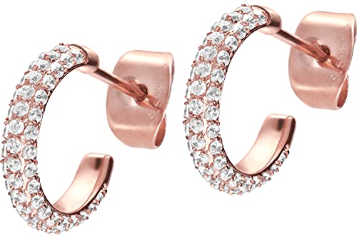 FILANGO 1 Paar Chirurgenstahl Ohrstecker Creolen Ohrringe KRISTALLRAND 10 mm Roségoldfarben von FILANGO