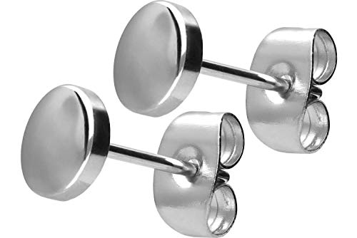 FILANGO 1 Paar Chirurgenstahl Ohrstecker FLACHE PLATTE silberfarben Schmuck Ohrringe von FILANGO