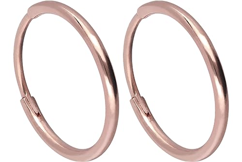 FILANGO 1 Paar Ohrclicker Creolen | TITAN | Ohrring Ohrschmuck | 12 mm Innendurchmesser | 1,2 mm Designstärke Roségoldfarben von FILANGO