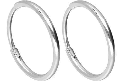 FILANGO 1 Paar Ohrclicker Creolen TITAN Ohrring Ohrschmuck 10 x 1,2 mm Weißgoldfarben von FILANGO