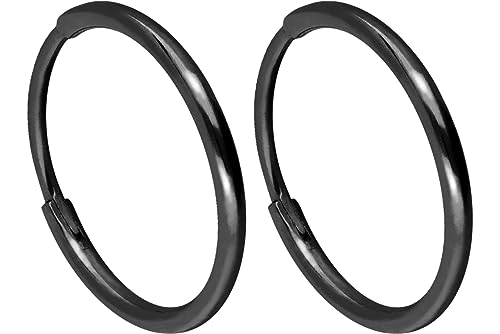 FILANGO 1 Paar Ohrclicker Creolen | TITAN | Ohrring Ohrschmuck | 10 mm Innendurchmesser | 1,6 mm Designstärke Schwarz von FILANGO