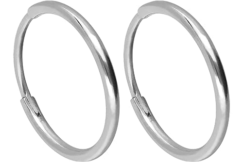 FILANGO 1 Paar Ohrclicker Creolen | TITAN | Ohrring Ohrschmuck | 10 mm Innendurchmesser | 1,6 mm Designstärke Silberfarben von FILANGO
