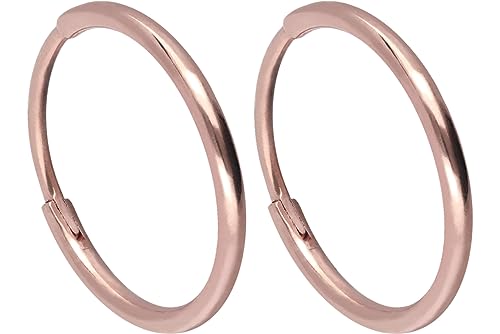 FILANGO 1 Paar Ohrclicker Creolen TITAN Ohrring Ohrschmuck 12 x 1,2 mm Roségoldfarben von FILANGO