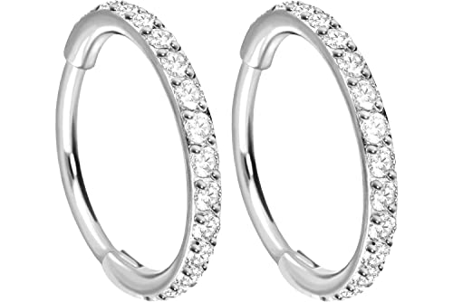 FILANGO 1 Paar Titan Ohrclicker Creolen | KRISTALLE | Ohr Schmuck Ring | Farb & Größenauswahl von FILANGO