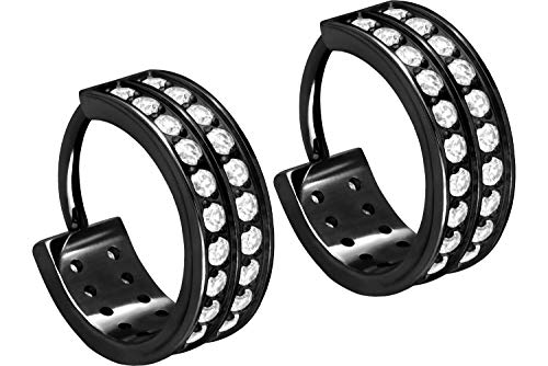 FILANGO 1 Paar Titan Ohrclicker Kreolen KRISTALLE Ohring Ohr Schmuck Schwarz 4,5 mm von FILANGO