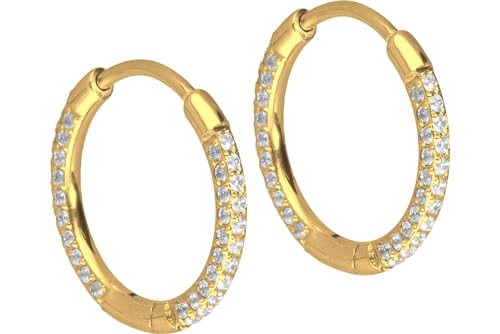 FILANGO 1 Paar Titan Ohrclicker Ohrringe Creolen eingefasste Kristalle goldfarben von FILANGO