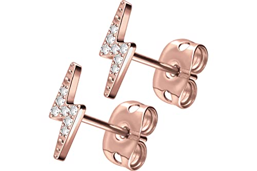 FILANGO 1 Paar Titan Ohrstecker BLITZ + EINGEFASSTE KRISTALLE Ohrring Schmuck Roségoldfarben von FILANGO
