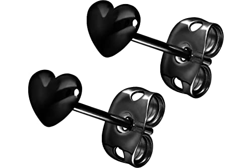FILANGO 1 Paar Titan Ohrstecker Herz Damen Ohrring Schmuck Schwarz von FILANGO