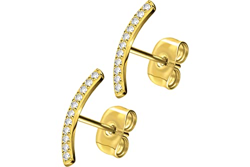 FILANGO 1 Paar Titan Ohrstecker Kristallbogen Damen Ohrring Schmuck Goldfarben von FILANGO