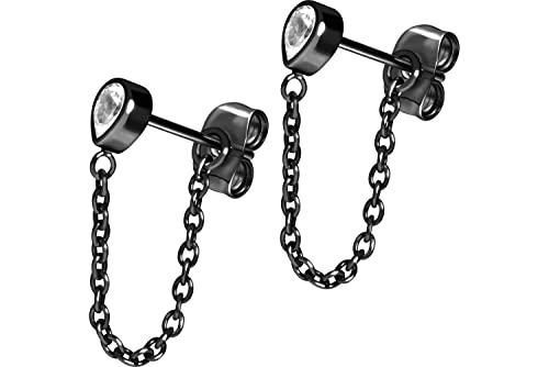 FILANGO 1 Paar Titan Ohrstecker Kristalltropfen + Kette Damen Ohrring Schmuck Schwarz von FILANGO