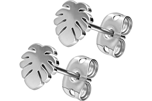 FILANGO 1 Paar Titan Ohrstecker | PALMENBLATT MONSTERA BLATT| Ohrring Schmuck | Farbauswahl von FILANGO