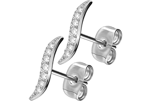 FILANGO 1 Paar Titan Ohrstecker | eingefasste Kristalle | Damen Ohrring Schmuck | Silberfarben FILANGO 1 Paar Titan Ohrstecker | eingefasste Kristalle | Damen Ohrring Schmuck | Silberfarben von FILANGO
