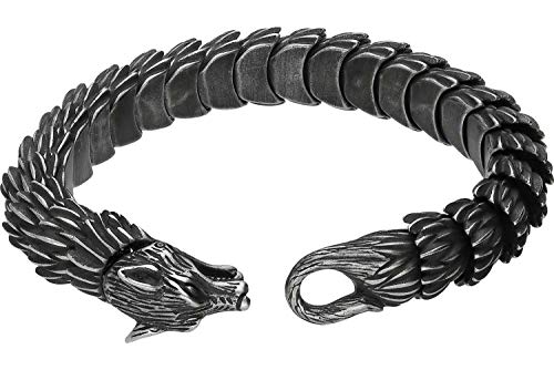 FILANGO Chirurgenstahl Armband WOLF Ringverschluss Herren Damen Schmuck grau silberfarben von FILANGO