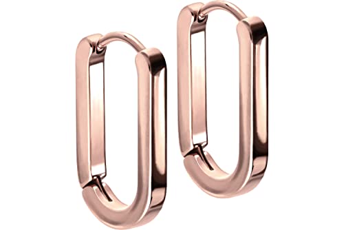 FILANGO 1 Paar Chirurgenstahl Creolen OVAL Ohrring Ohrclicker Ohr Schmuck Roségoldfarben 17 mm von FILANGO