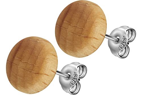 FILANGO 1 Paar Chirurgenstahl Ohrstecker HOLZDISC Ohrring Schmuck hellbraun 8 mm von FILANGO