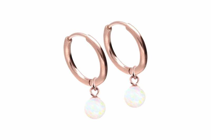 FILANGO Paar Creolen Chirurgenstahl Ohrclicker Creolen SYNTHETISCHER OPAL (Creolen, 1-tlg) von FILANGO