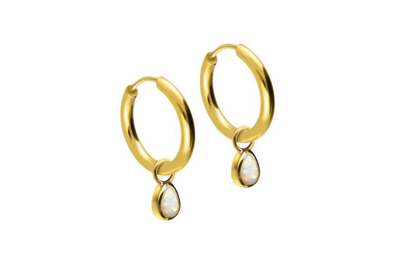 FILANGO Paar Creolen Chirurgenstahl Ohrclicker Creolen SYNTHETISCHER OPALTROPFEN (Creolen, 1-tlg) von FILANGO