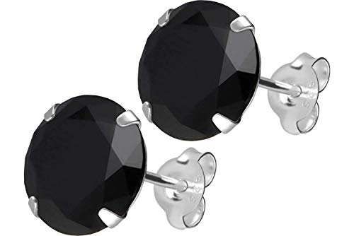FILANGO Ohrstecker 925er Sterling Silber RUNDER KRISTALL 10 mm Schwarz Ohrring Schmuck von FILANGO