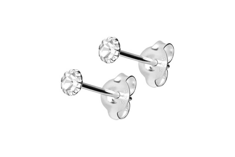 FILANGO Paar Ohrstecker 925er Silber Ohrstecker PLATINIERT + RUNDER KRISTALL (Ohrstecker, 1-tlg) von FILANGO