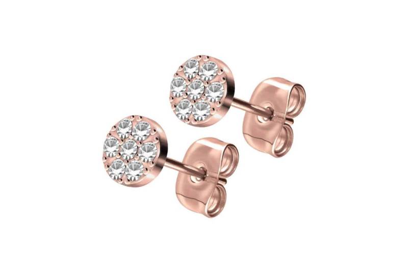 FILANGO Single-Ohrstecker Titan Ohrstecker DISC + EINGEFASSTE KRISTALLE (Ohrstecker / 1 Paar) von FILANGO