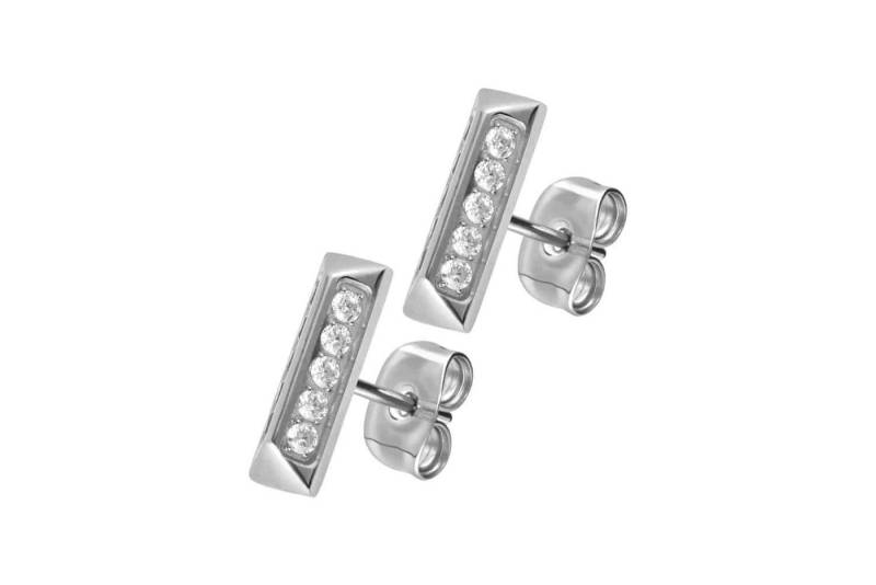 FILANGO Single-Ohrstecker Titan Ohrstecker PYRAMIDE + EINGEFASSTE KRISTALLE (Ohrstecker / 1 Paar) von FILANGO