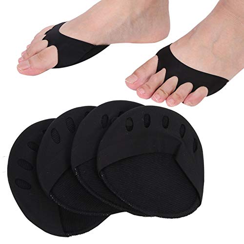 2 Paare Fußpads Ballenpolster, Vorderfuß Kissen Polster, Baumwolle Soft Elastic High, Stöckelschuhe Vorfußpolster, Stress Schmerzlinderung Vorderfußpflaster (3,3 X 3,3 Zoll)(Schwarz) von FILFEEL