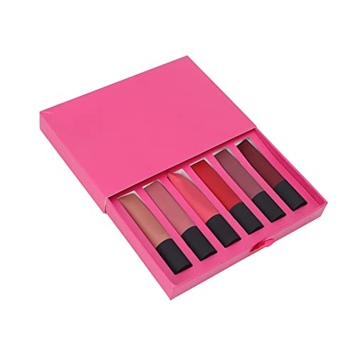 6 Stück Lip Glaze für Frauen Mädchen, Matte Textur, Einfache Färbung, Sicher, Harmlos, Exquisiter, Schöner Lipgloss für Den Täglichen Gebrauch(A einstellen) von FILFEEL