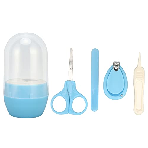 Baby Nail Kit, 4 in 1 Baby Nagel Pflege Set mit Aufbewahrung Koffer, Baby Nagel Knipser, Mini Schere, Nagel Feile & Pinzette für Neugeborene, Säugling & Kleinkind, Blau von FILFEEL