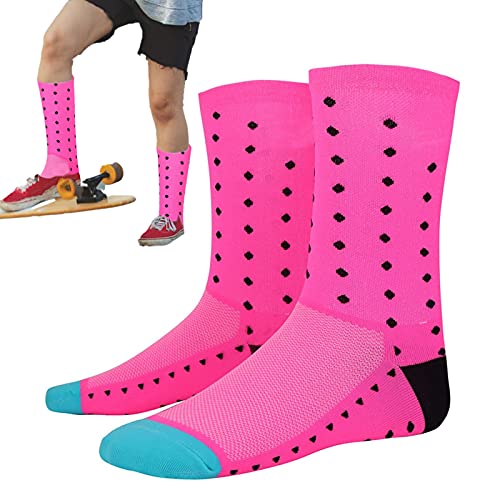 FILFEEL 1 Paar Fahrradsocken Radsocken, Männer Frauen Wadenlauf Sport Fahrradsocken 3D Atmungsaktives Nylon Schweißabsorbierend Mode Professional (Pink) von FILFEEL