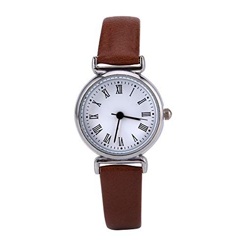 FILFEEL Exquisite kleine einfache Mode-Frauen-Kleideruhr-Retro- lederne Miniarmbanduhr, Mode-Uhr Kaffee mit weißer Platte von FILFEEL