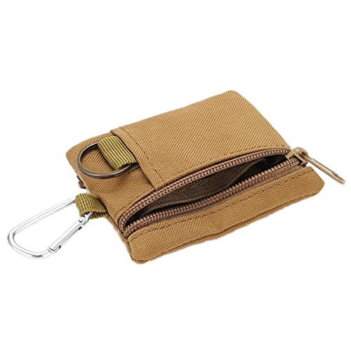 FILFEEL Tactical Molle Pouch mit Karabiner, Outdoor EDC Molle Pouch Wallet, Tragbares Mini-Schlüsselkartenetui EDC Pouch Bag Coin Purse Wandern Hüfttaschen (10.5x8x1.5cm) (Bräunen) von FILFEEL