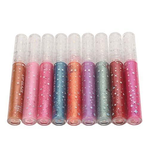 Glitzer-Lipgloss-Set, 9 Stück, 2,1 G, Feuchtigkeitsspendende, Glänzende, Glänzende Lipgloss-pigmentierte Kosmetik für Frauen und Mädchen von FILFEEL
