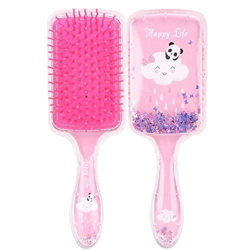 Haarbürste für Frauen Mädchen, Cartoon Kunststoff Haarkamm Straight Curly Luftkissen Hairstyling Comb Haarmassagebürste mit niedlichen Tiermustern(Panda) von FILFEEL